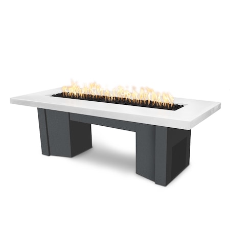 The Outdoor Plus 60 Alameda Fire Table Smooth Concrete, 110V Play Electr. Ignition, White Limestone Conc. Top, Nat. Gas OPT-ALMGFRC60EKIT-LIM-SLV-NG